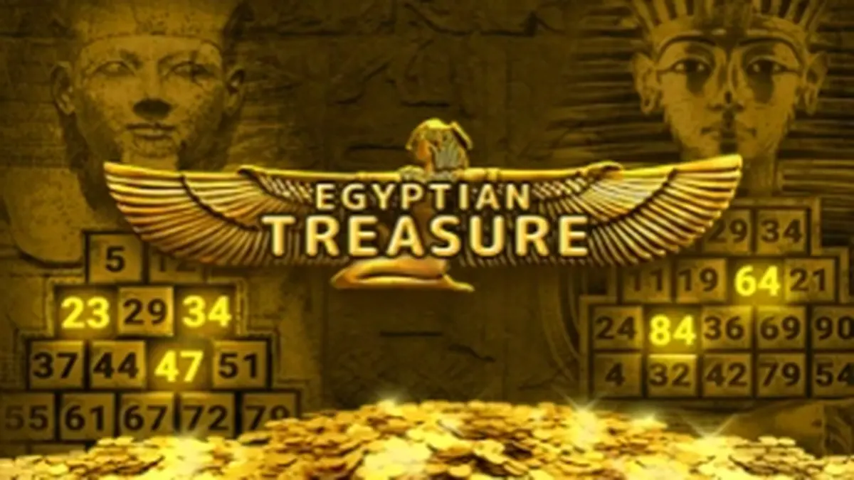 Interface do jogo de slot Egyptian Treasure com temática egípcia